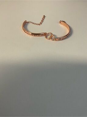 Rose Gold Inspirational Cuff Bracelet with Interlocking Rings